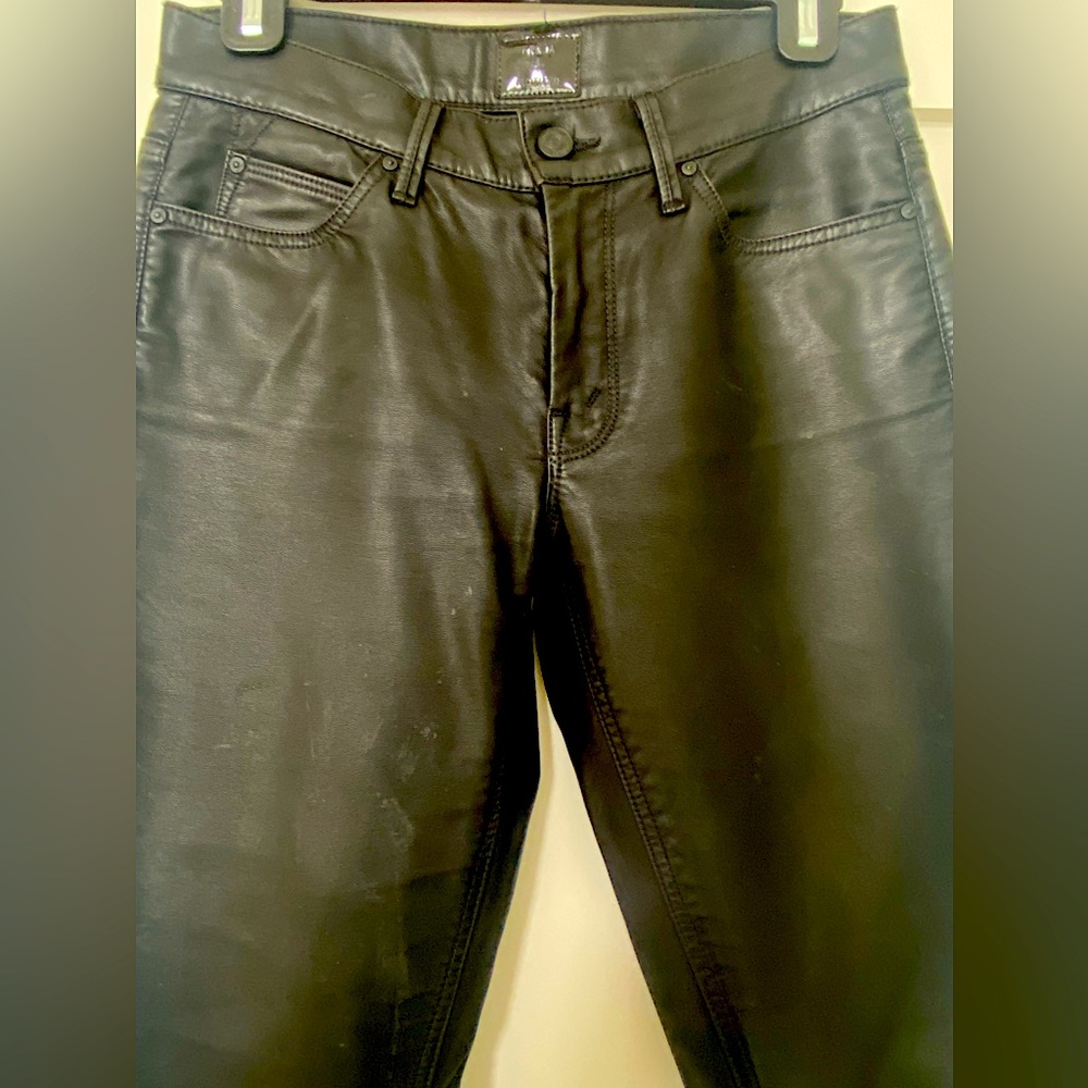 Mother black faux leather jeans